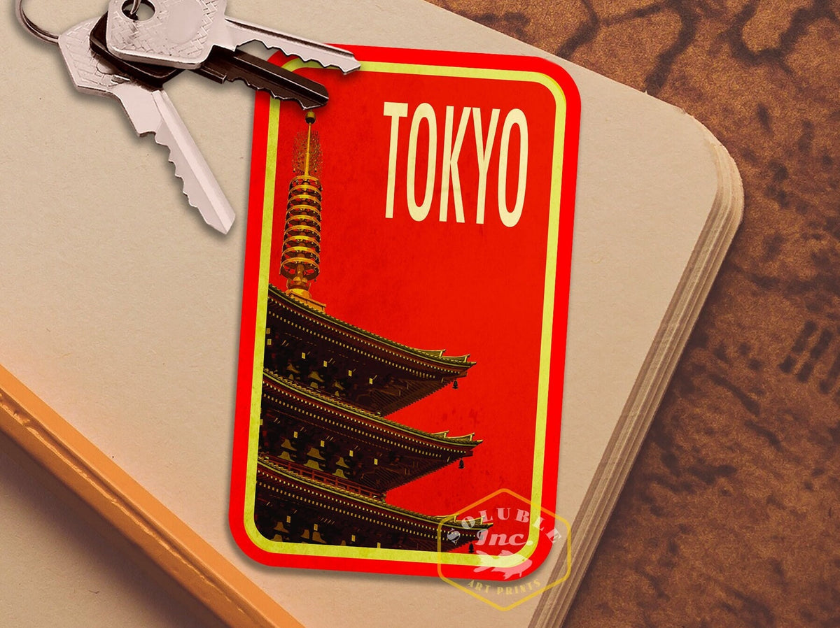 Tokyo Japan travel sticker, vintage style decal for suitcase, luggage, laptop or water bottle