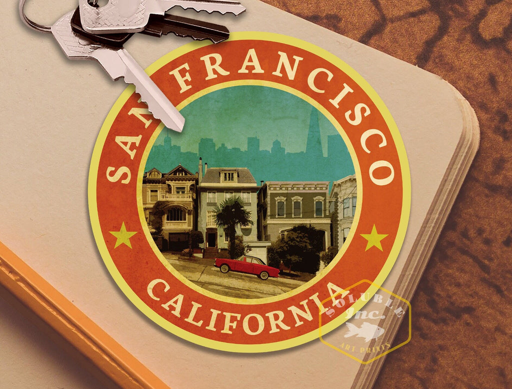 San Francisco travel sticker, vintage style decal for suitcase, luggage, laptop or water bottle