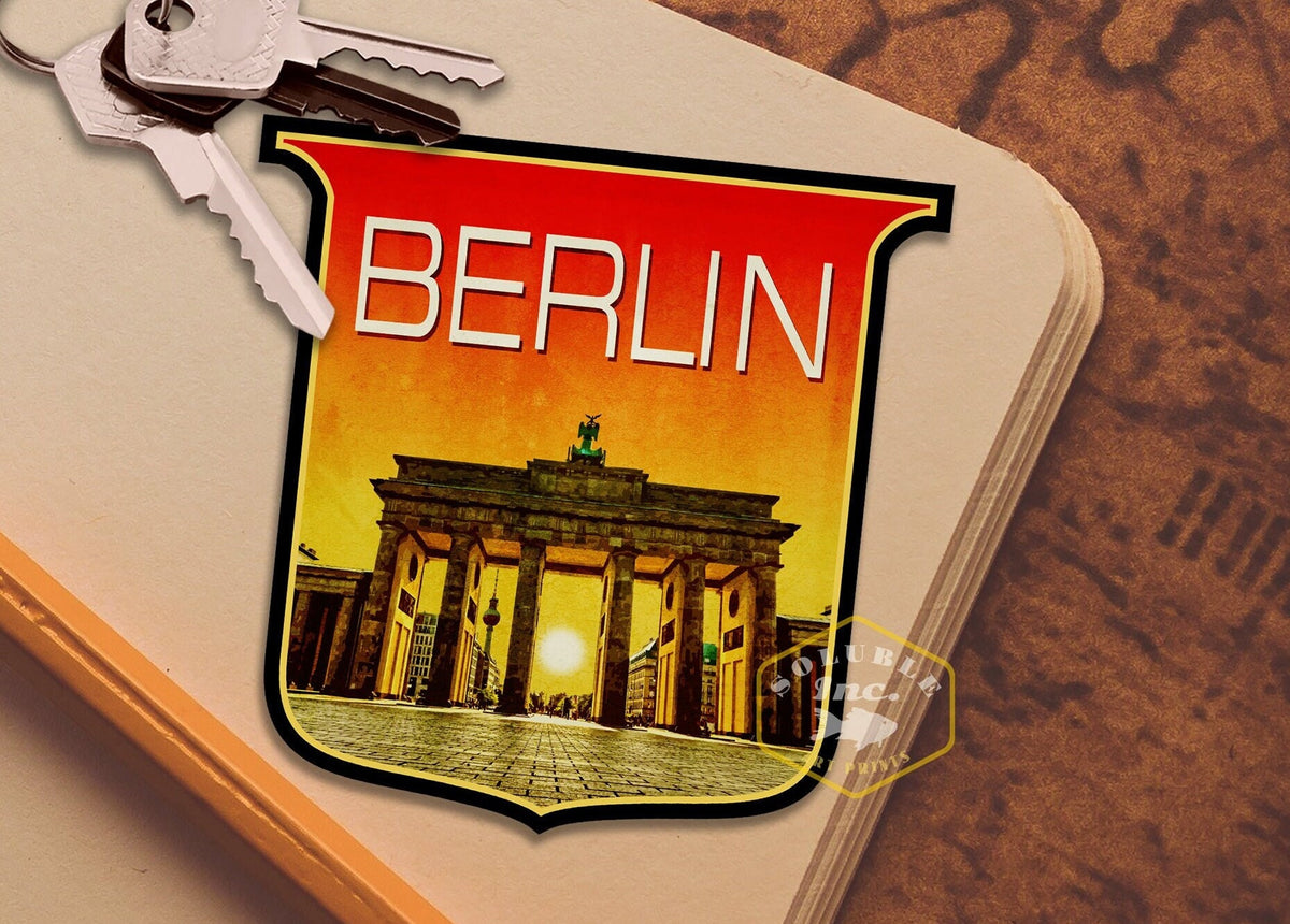Berlin Brandenburg Gate Travel Sticker: Vintage Suitcase Decal