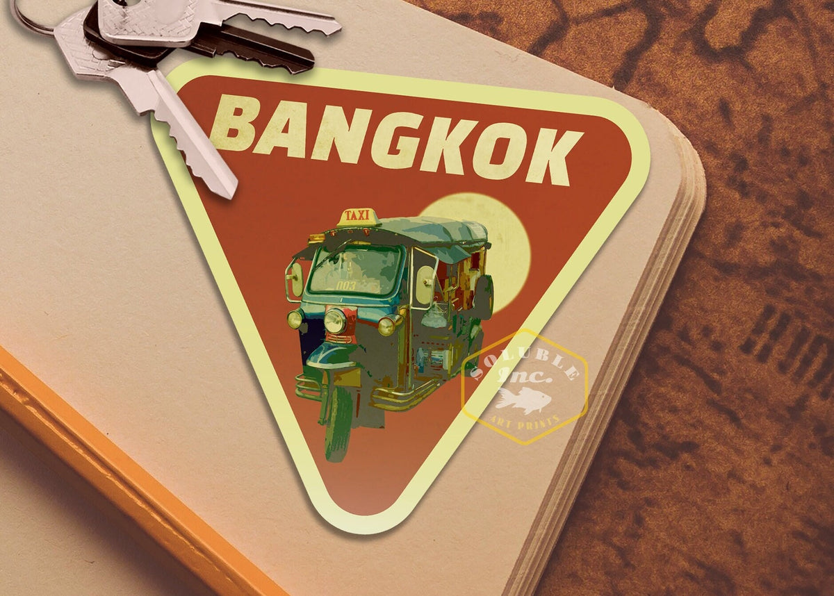 Bangkok Travel Sticker: Vintage-style Thailand Decal