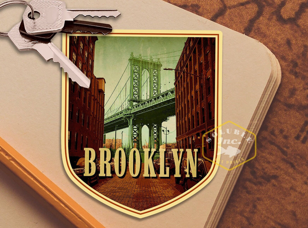 Brooklyn travel sticker, vintage style decal for suitcase, luggage, laptop or water bottle