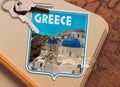 Greece Travel Sticker: Vintage Santorini Luggage Decal