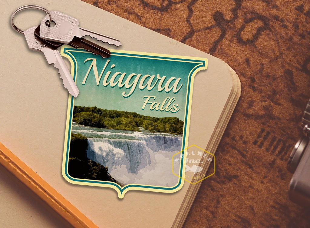 Niagara Falls travel sticker, vintage style decal for suitcase, luggage, laptop or water bottle