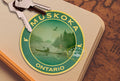 Muskoka Ontario travel sticker, vintage style decal for suitcase, luggage, laptop or water bottle