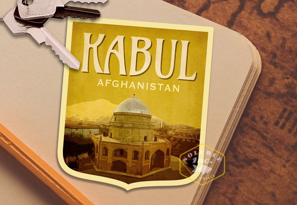 Kabul travel sticker, vintage style decal for suitcase, luggage, laptop or water bottle