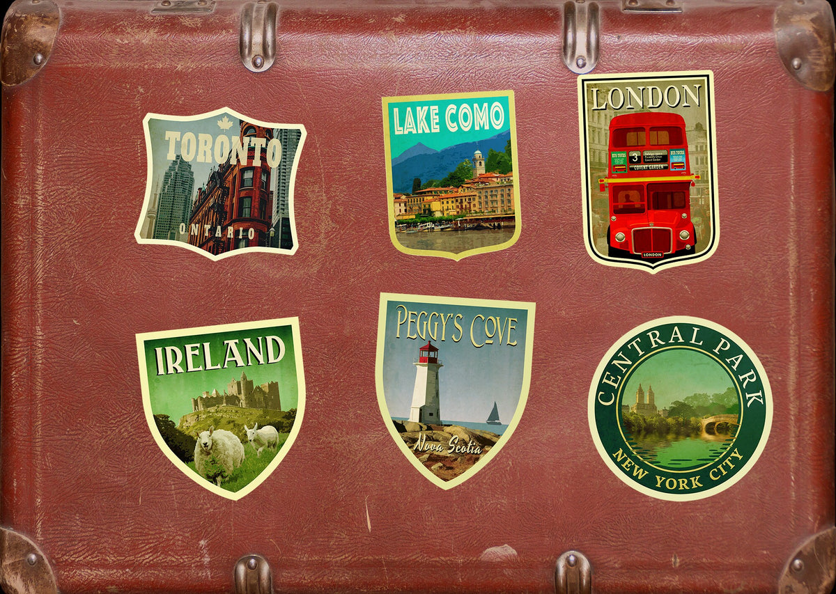 Peggy's Cove travel sticker, vintage style decal for suitcase, luggage, laptop or water bottle