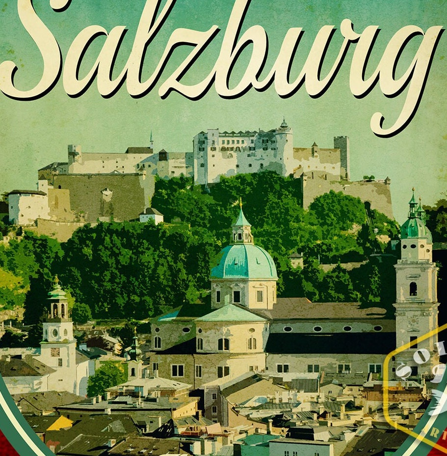 Salzburg Austria Vintage Travel Sticker: Luggage, Laptop Decal