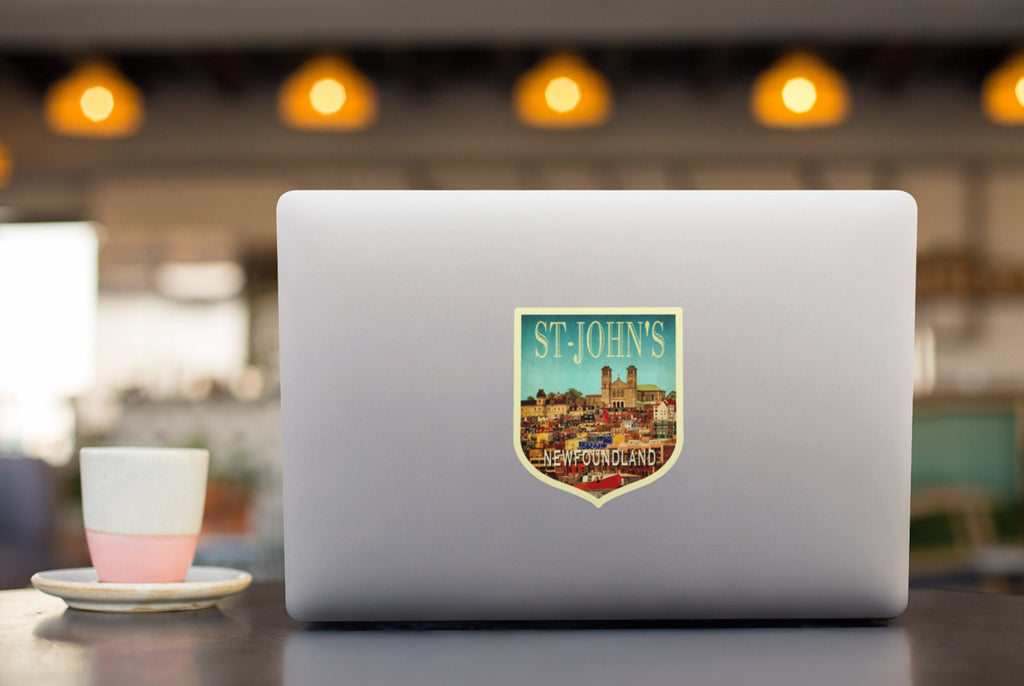 St John's Newfoundland Travel Sticker: Vintage Suitcase Decal