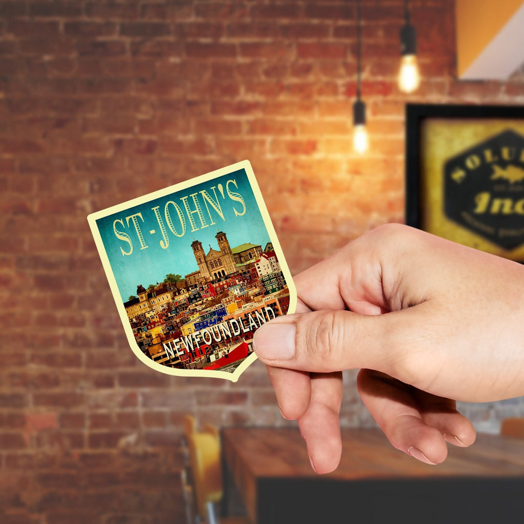 St John's Newfoundland Travel Sticker: Vintage Suitcase Decal