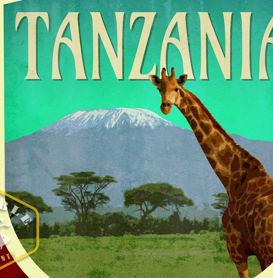 Tanzania travel sticker, vintage style decal for suitcase, luggage, car, laptop or water bottle