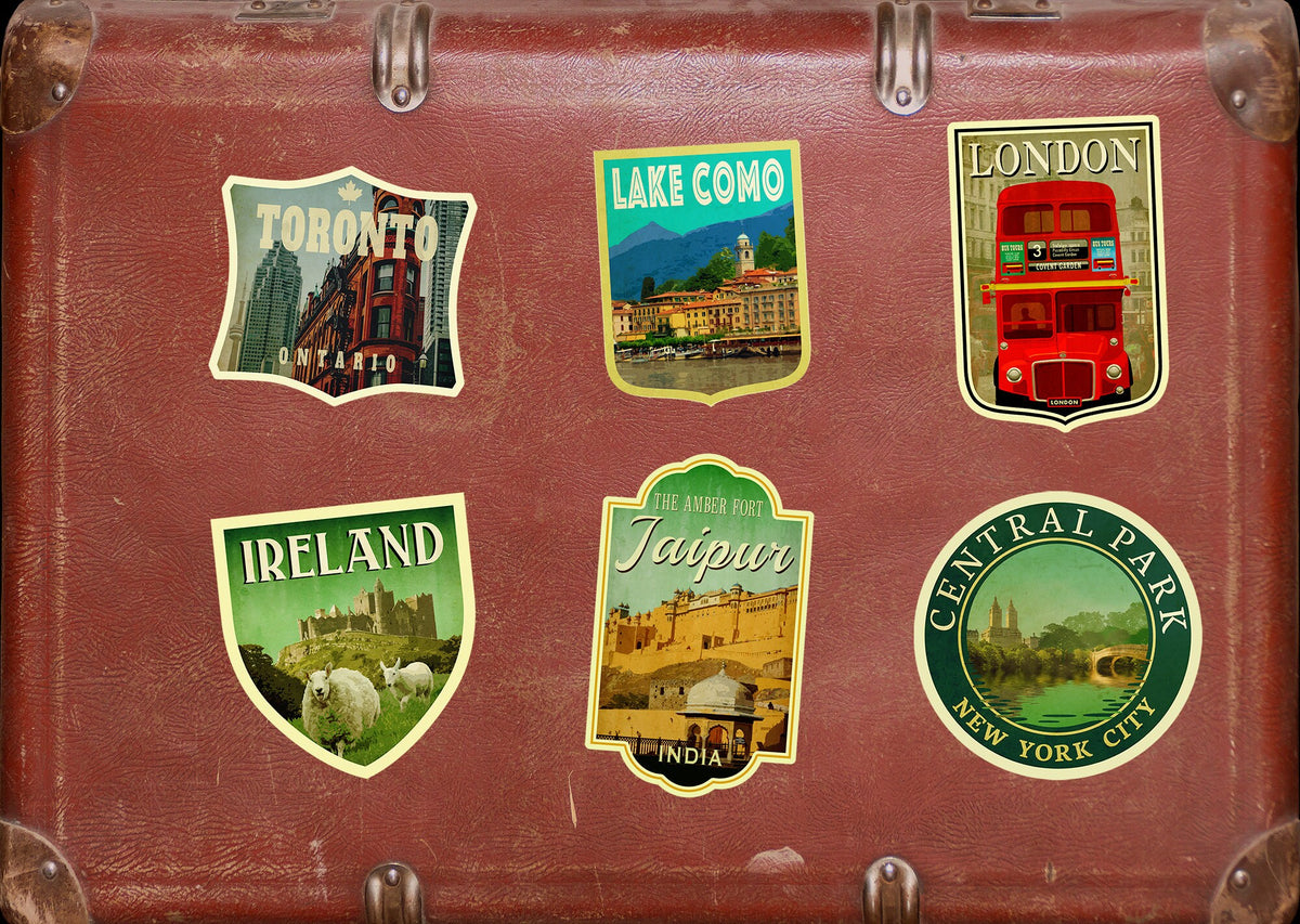 Jaipur India Travel Sticker: Vintage Suitcase Luggage Decal