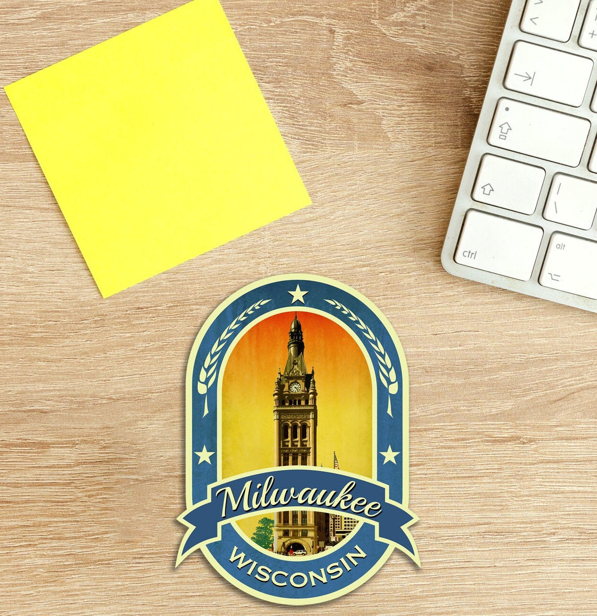 Milwaukee travel sticker, vintage style decal for suitcase, luggage, laptop or water bottle
