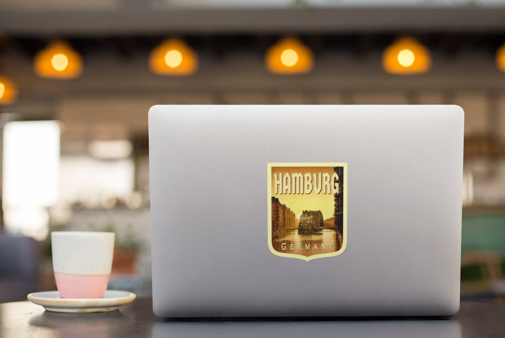 Hamburg Germany Travel Sticker: Vintage Suitcase Decal
