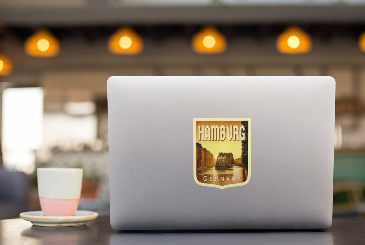 Hamburg Germany Travel Sticker: Vintage Suitcase Decal