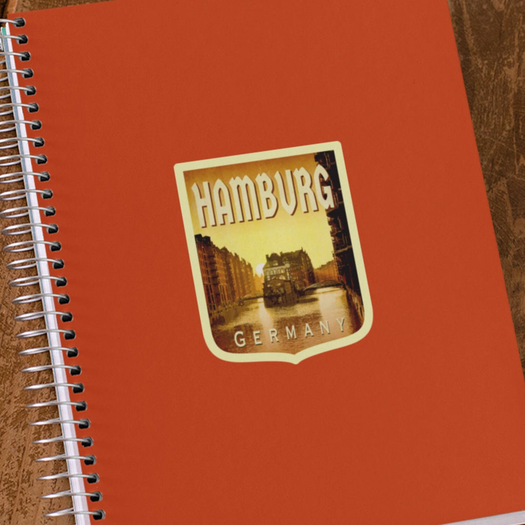 Hamburg Germany Travel Sticker: Vintage Suitcase Decal
