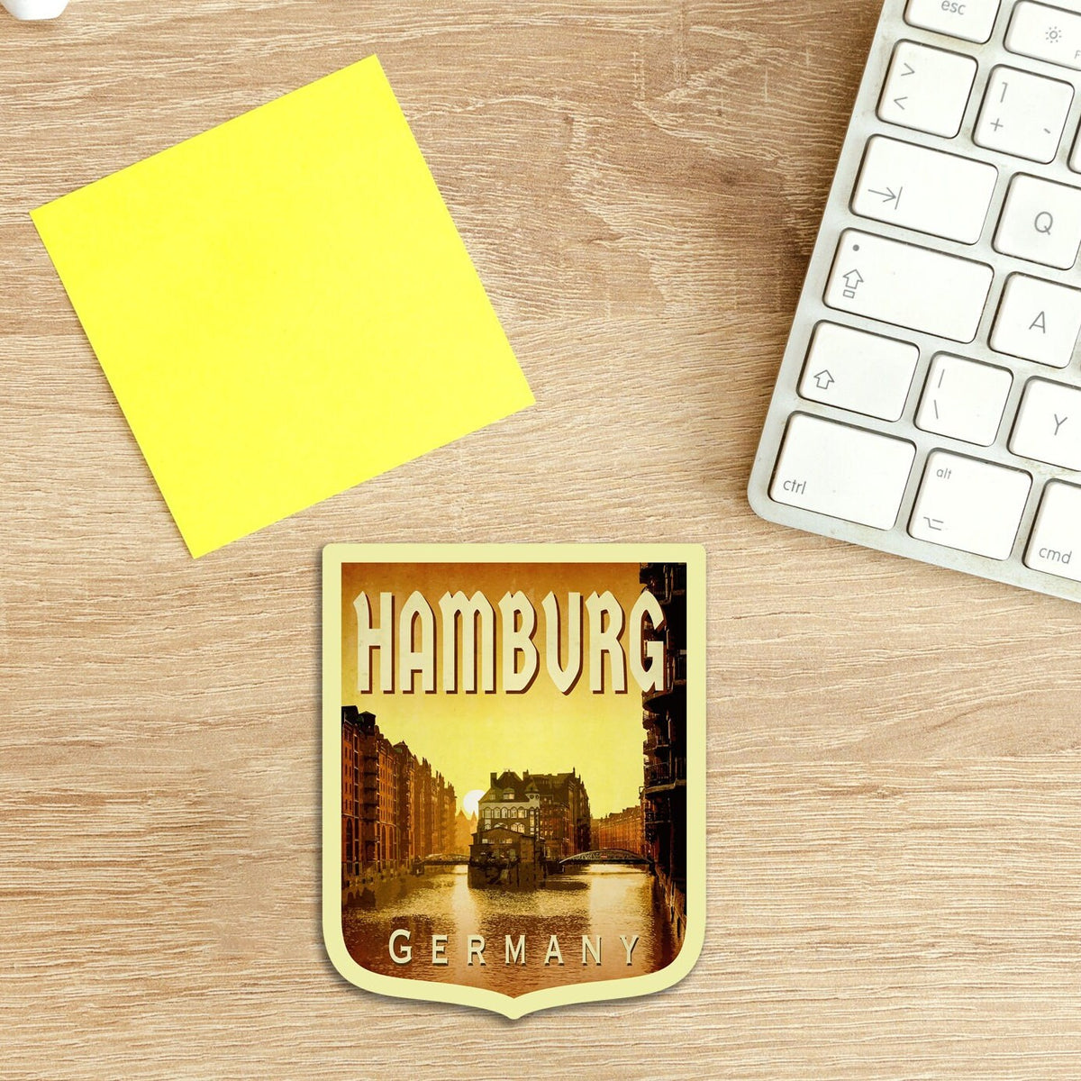 Hamburg Germany Travel Sticker: Vintage Suitcase Decal