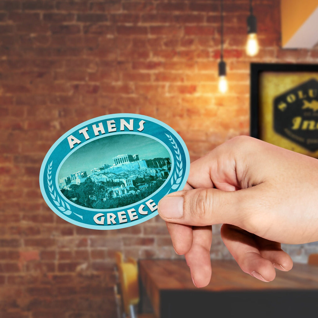 Athens Greece Travel Sticker: Vintage Acropolis Decal