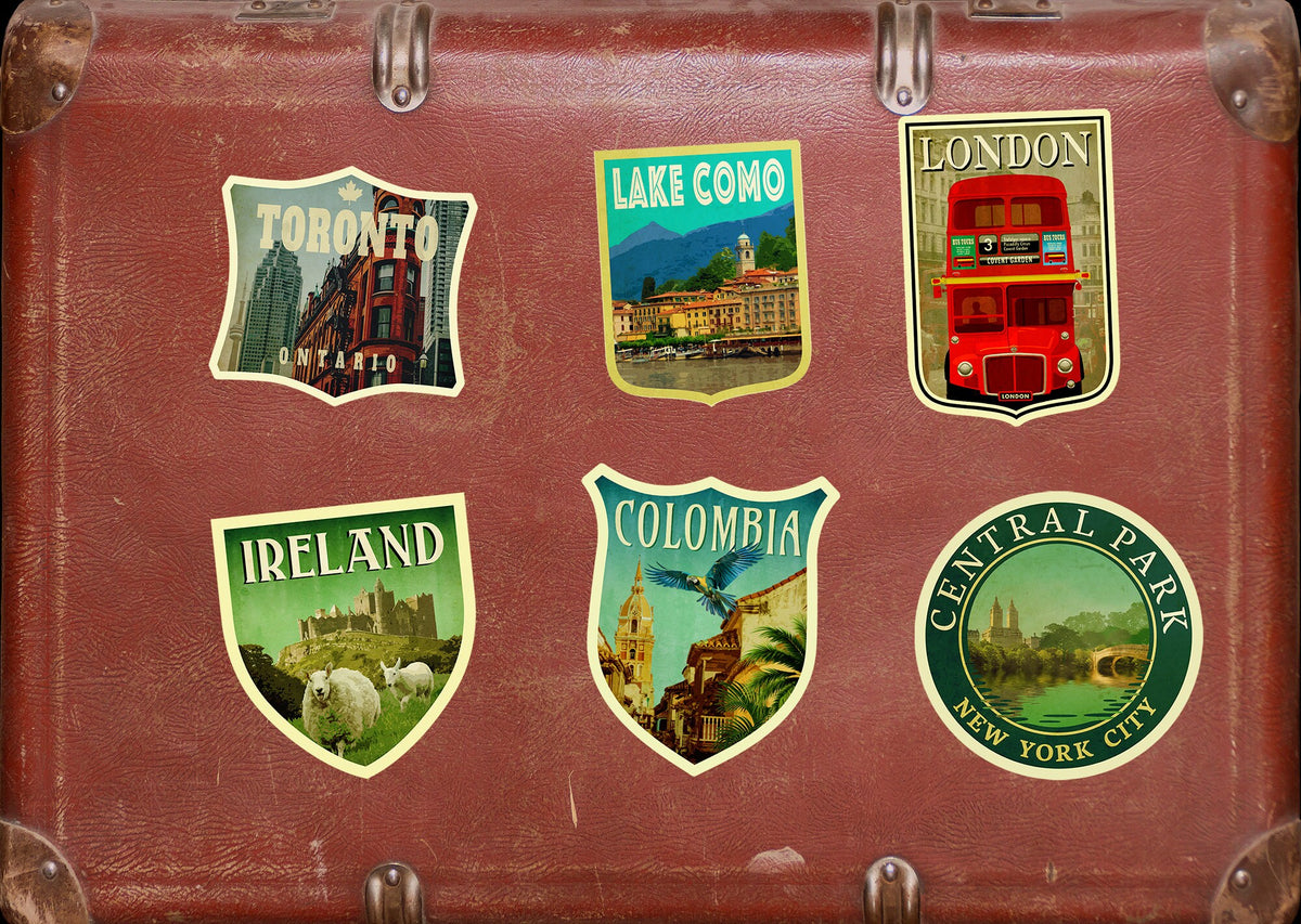 Colombia travel sticker, vintage style decal for suitcase, luggage, laptop or water bottle