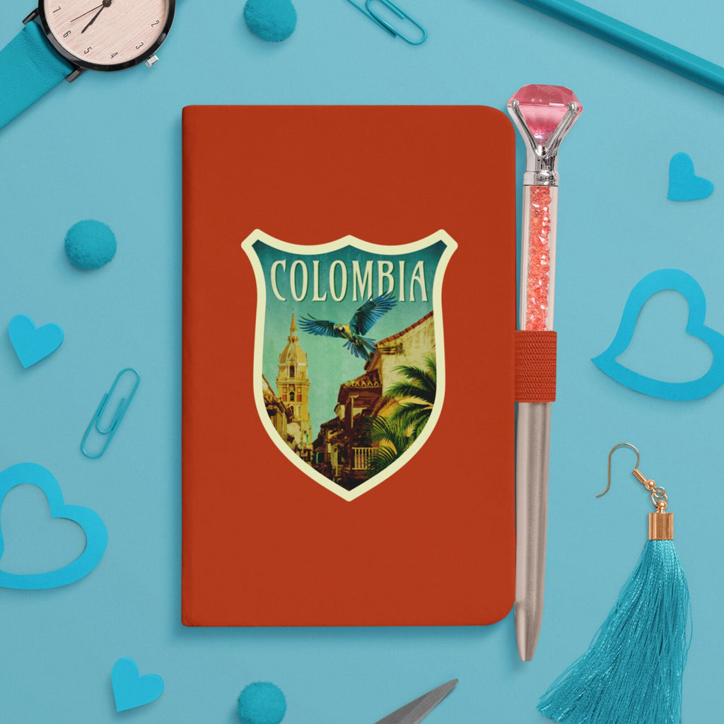 Colombia travel sticker, vintage style decal for suitcase, luggage, laptop or water bottle
