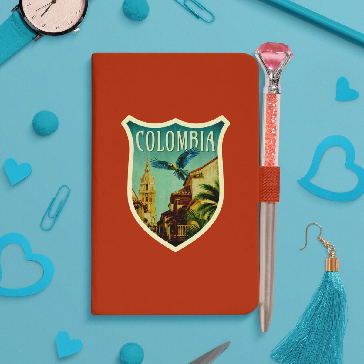 Colombia travel sticker, vintage style decal for suitcase, luggage, laptop or water bottle