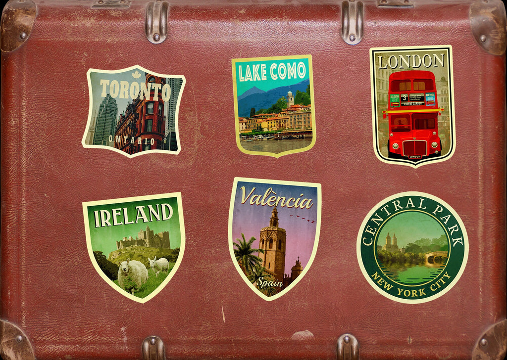 Valencia Spain Travel Sticker: Vintage Suitcase Decal