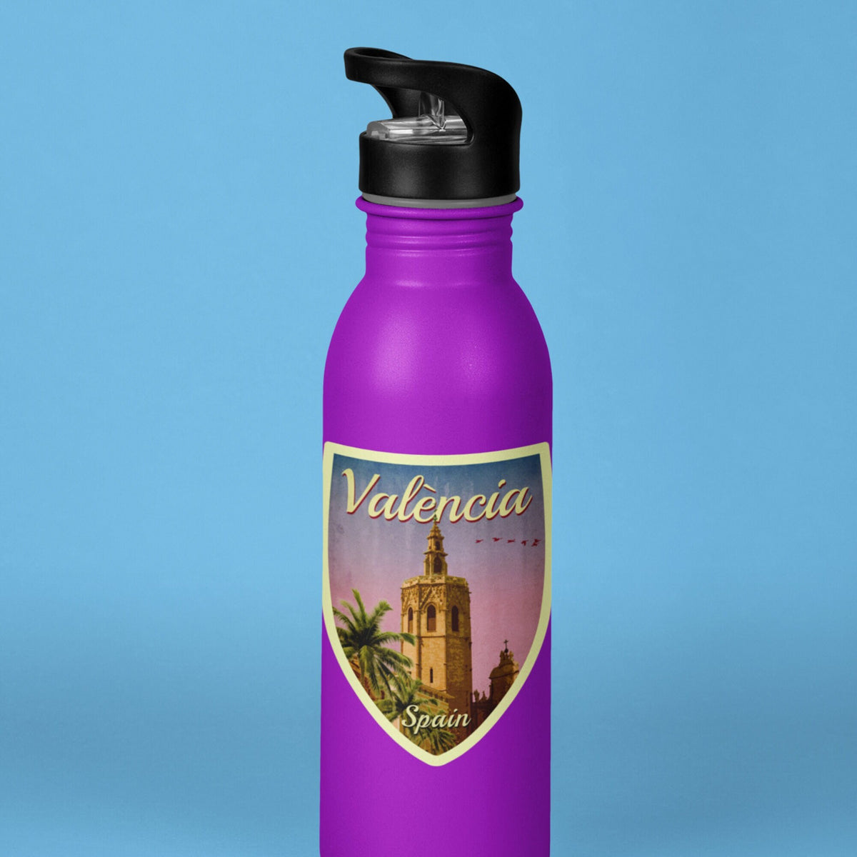 Valencia Spain Travel Sticker: Vintage Suitcase Decal