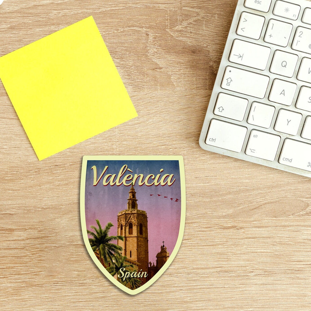 Valencia Spain Travel Sticker: Vintage Suitcase Decal