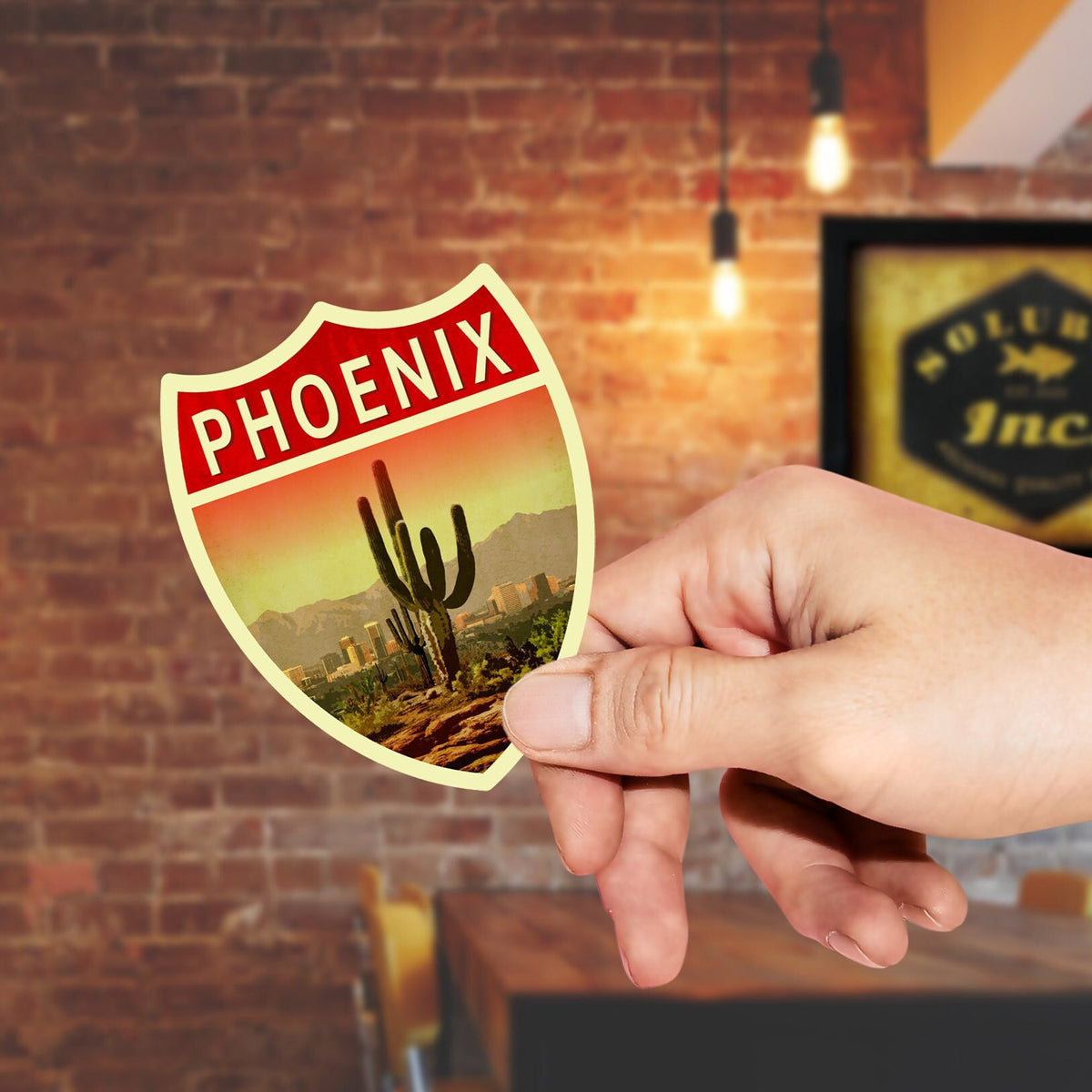 Phoenix Arizona travel sticker, vintage style decal for suitcase, luggage, laptop or water bottle
