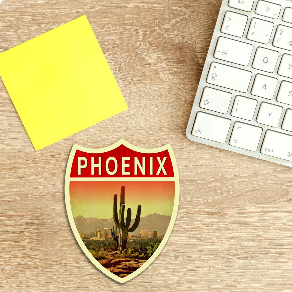 Phoenix Arizona travel sticker, vintage style decal for suitcase, luggage, laptop or water bottle