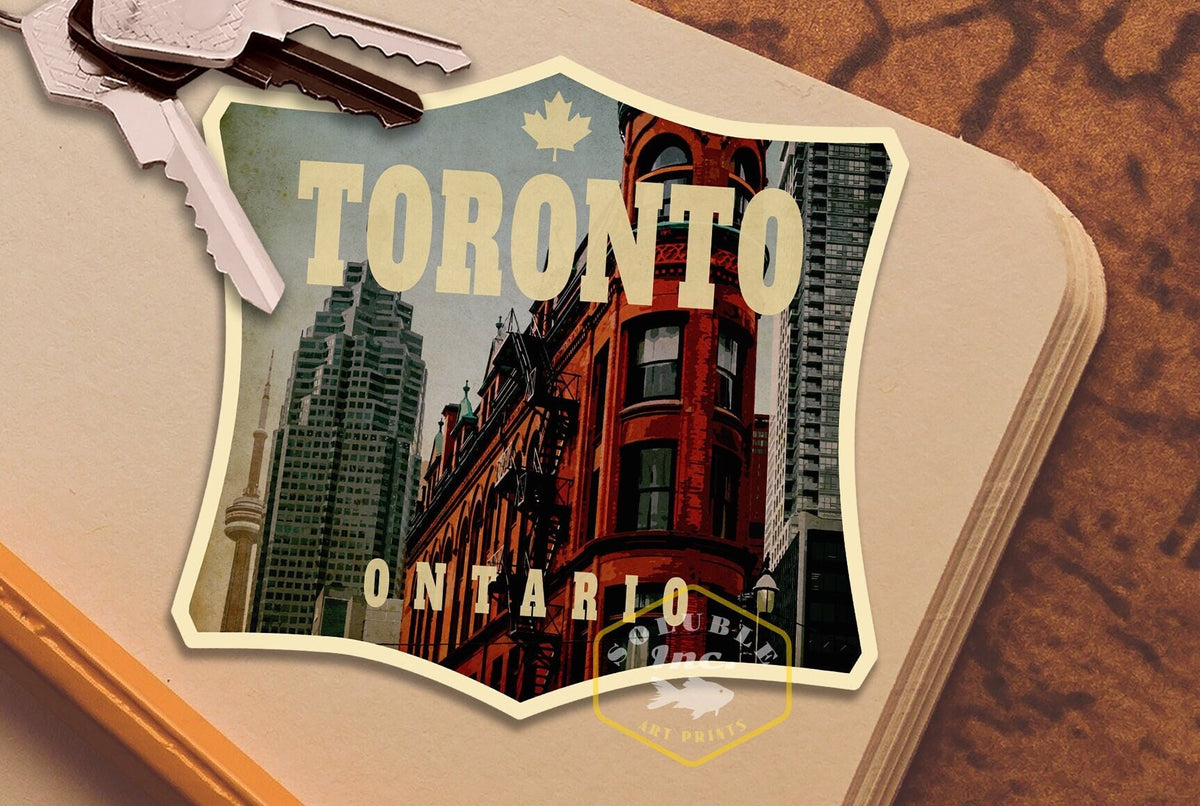 Toronto Canada travel sticker, vintage style decal for suitcase, luggage, laptop or water bottle