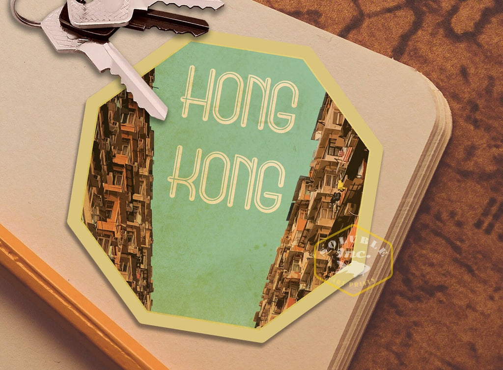 Hong Kong travel sticker, vintage style decal for suitcase, luggage, laptop or water bottle