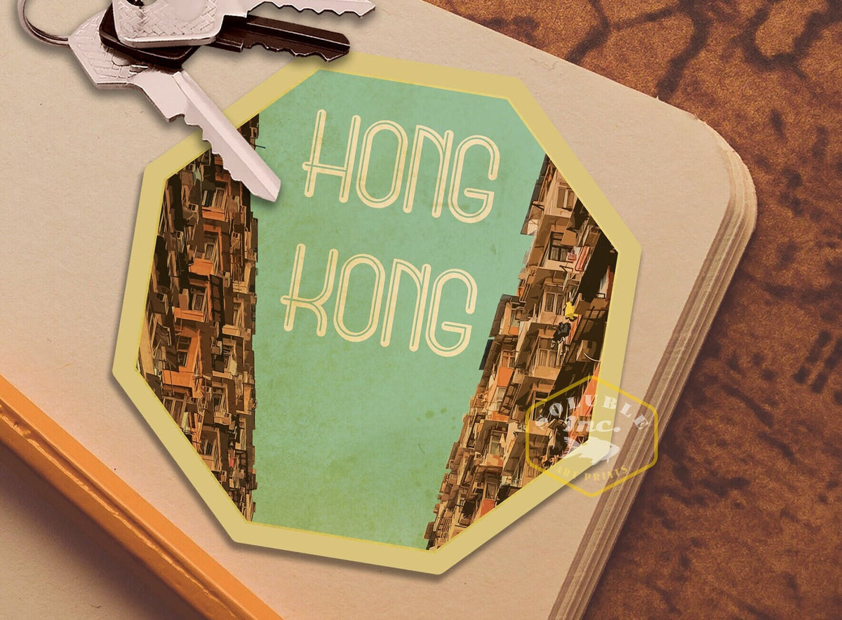 Hong Kong travel sticker, vintage style decal for suitcase, luggage, laptop or water bottle