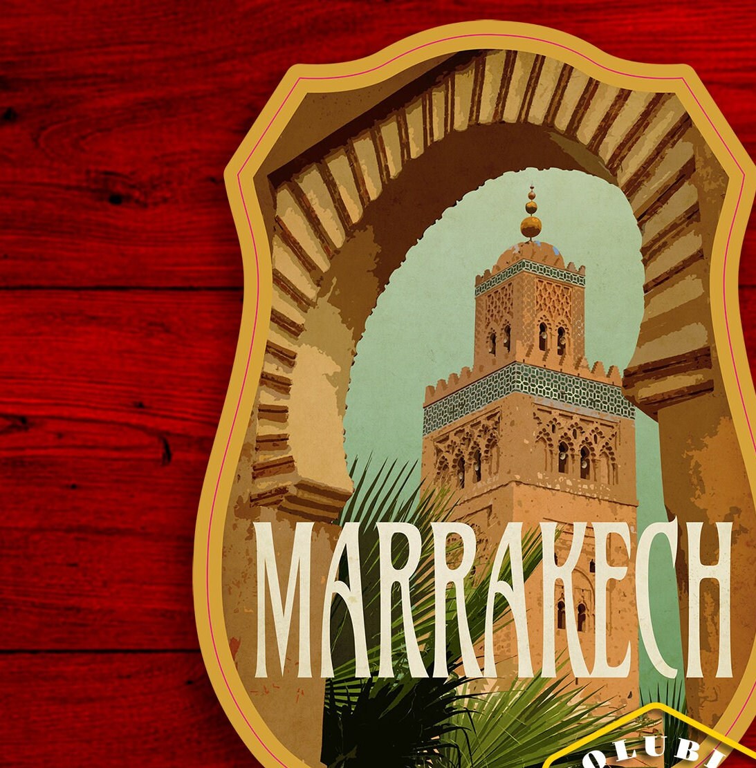 Marrakesh Morocco travel sticker, vintage style decal for suitcase, luggage, laptop or water bottle