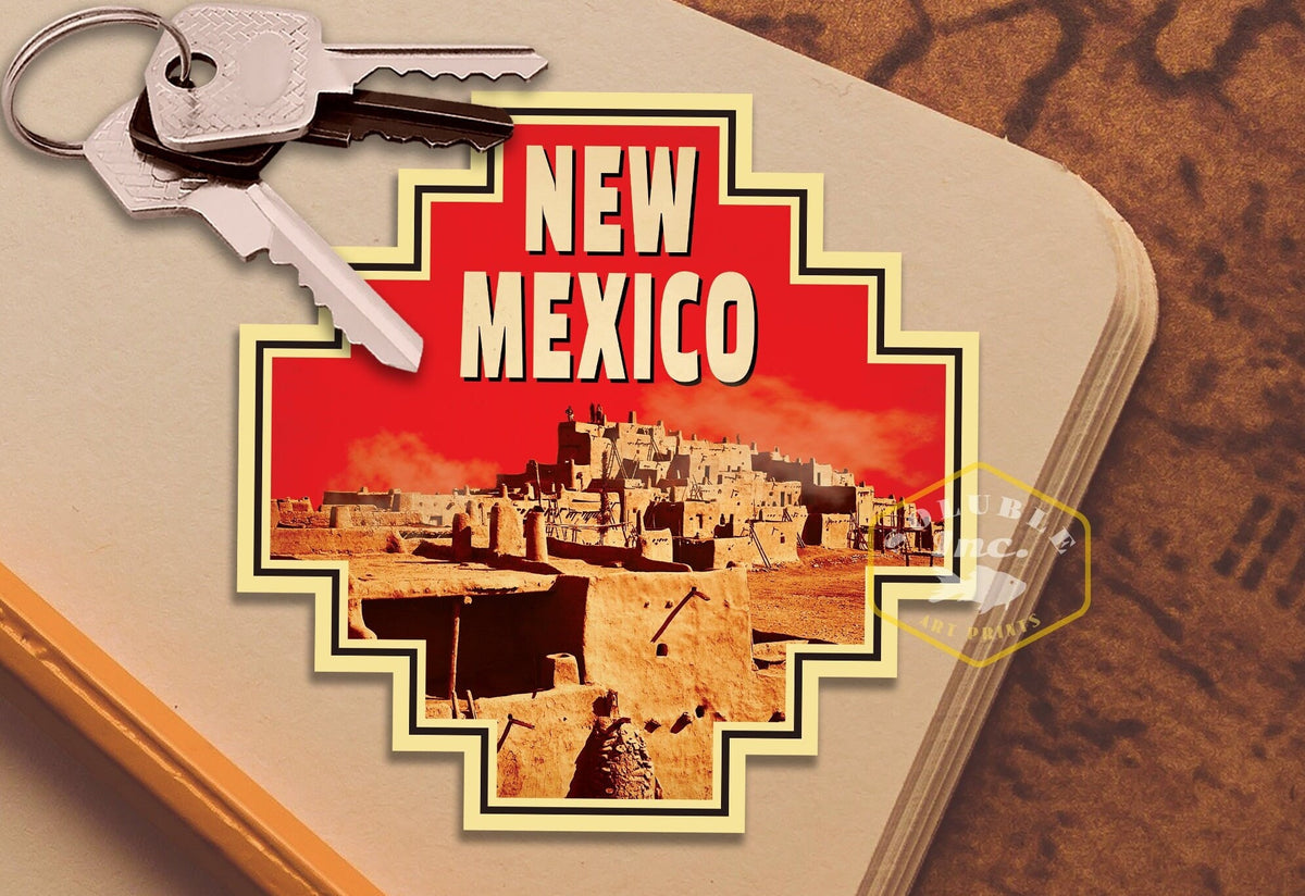 New Mexico travel sticker, vintage style decal for suitcase, luggage, laptop or water bottle