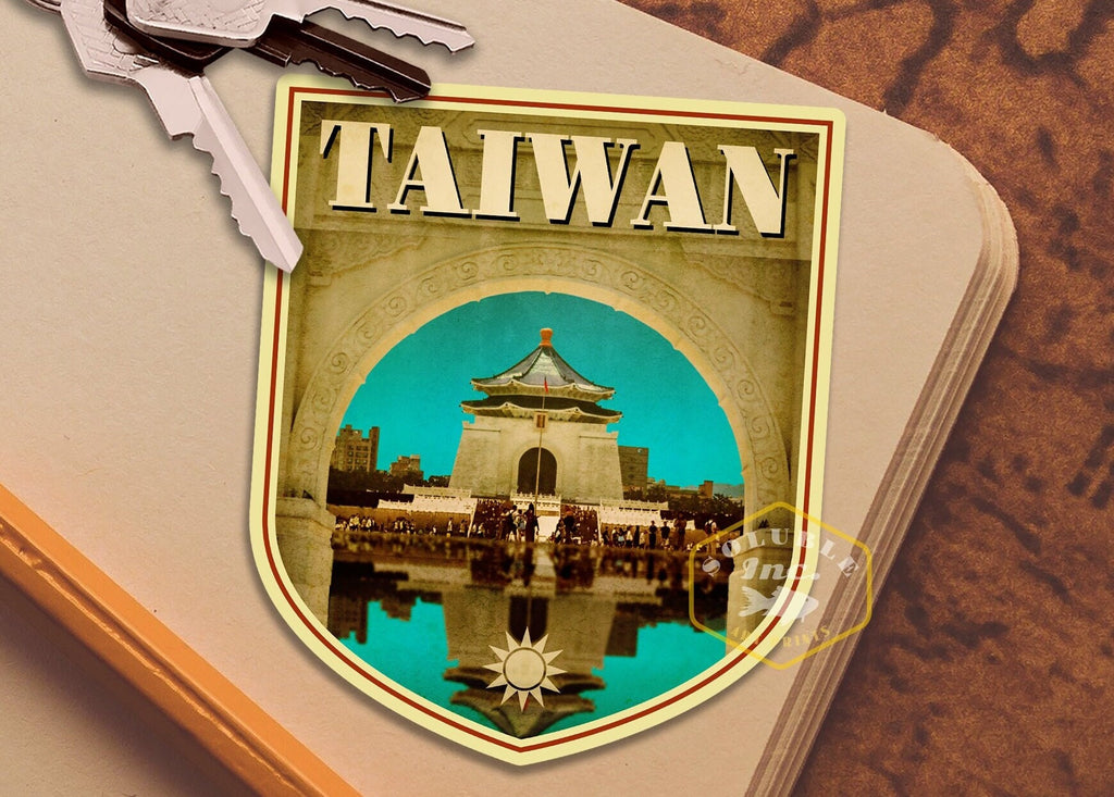 Taiwan travel sticker, vintage style decal for suitcase, luggage, laptop or water bottle