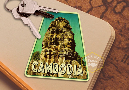 Cambodia travel sticker, vintage style decal for suitcase, luggage, laptop or water bottle