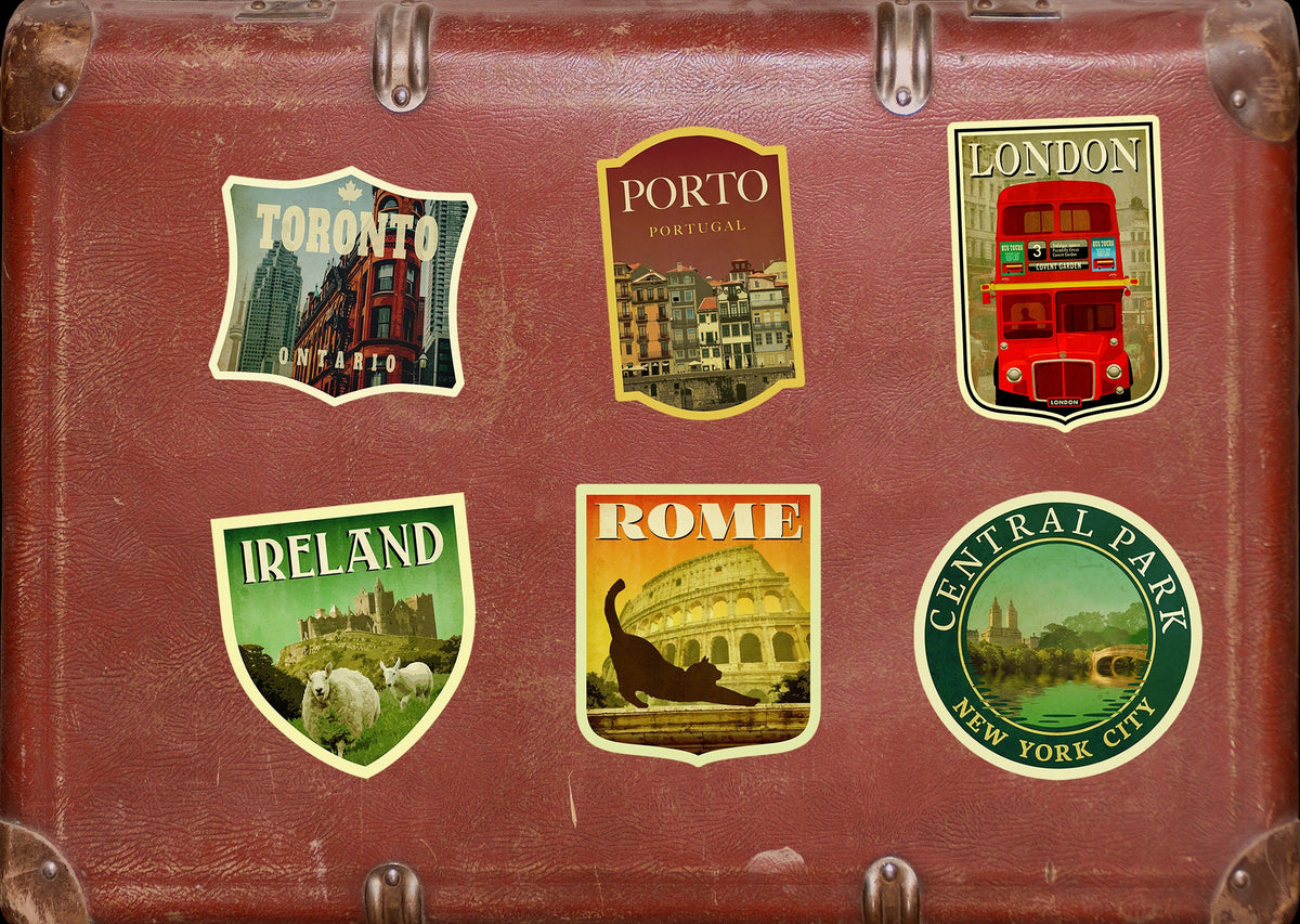 Rome Italy Travel Sticker: Vintage Suitcase Decal