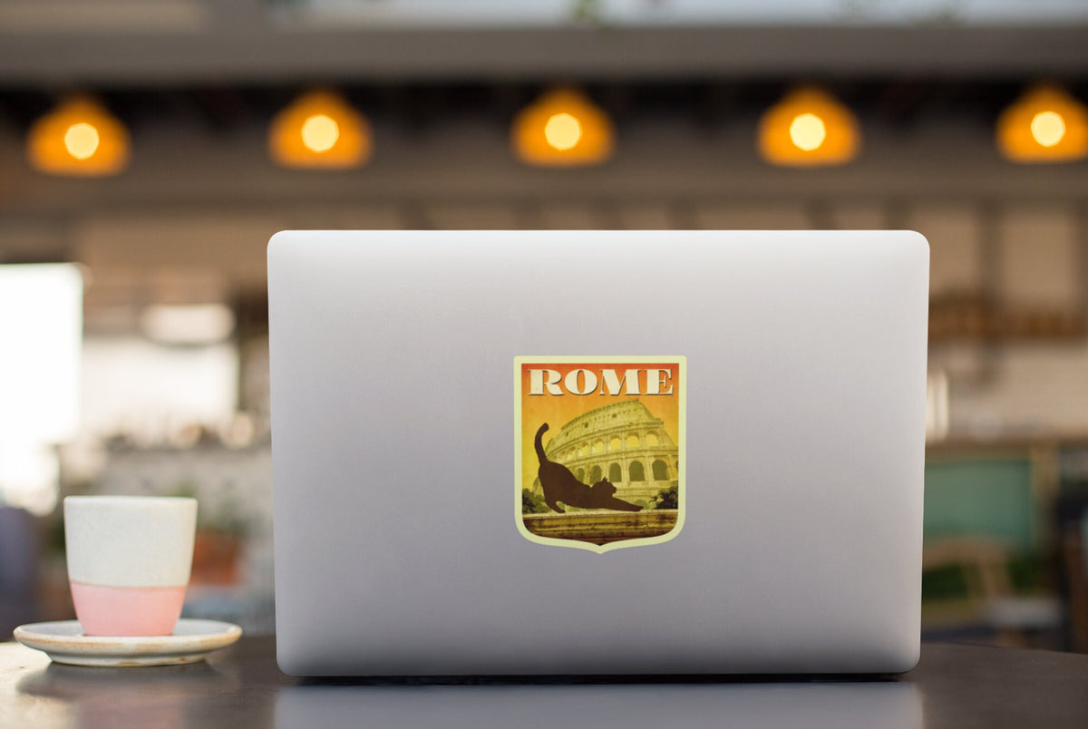Rome Italy Travel Sticker: Vintage Suitcase Decal