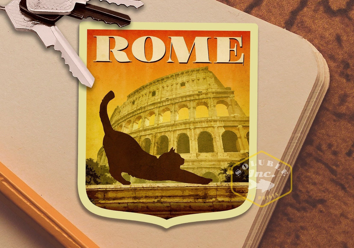 Rome Italy Travel Sticker: Vintage Suitcase Decal