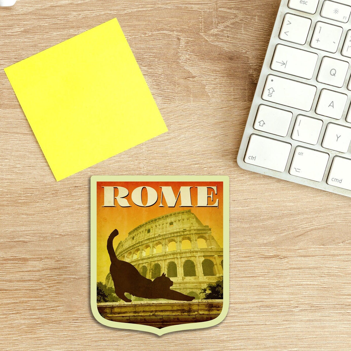 Rome Italy Travel Sticker: Vintage Suitcase Decal