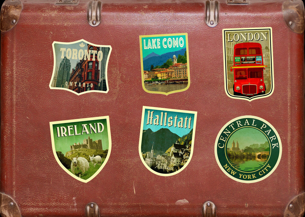 Hallstatt Austria Travel Sticker: Vintage Suitcase Decal