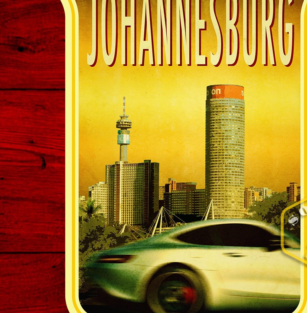 Johannesburg South Africa Vintage Travel Sticker: Suitcase, Laptop Decal