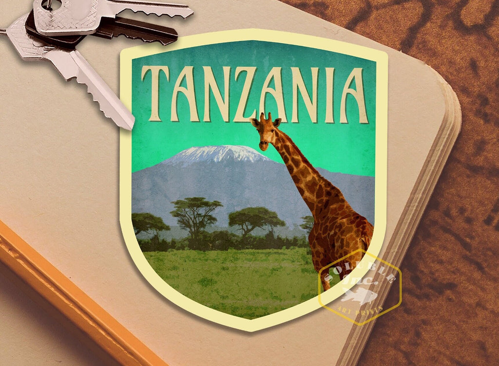 Tanzania travel sticker, vintage style decal for suitcase, luggage, car, laptop or water bottle