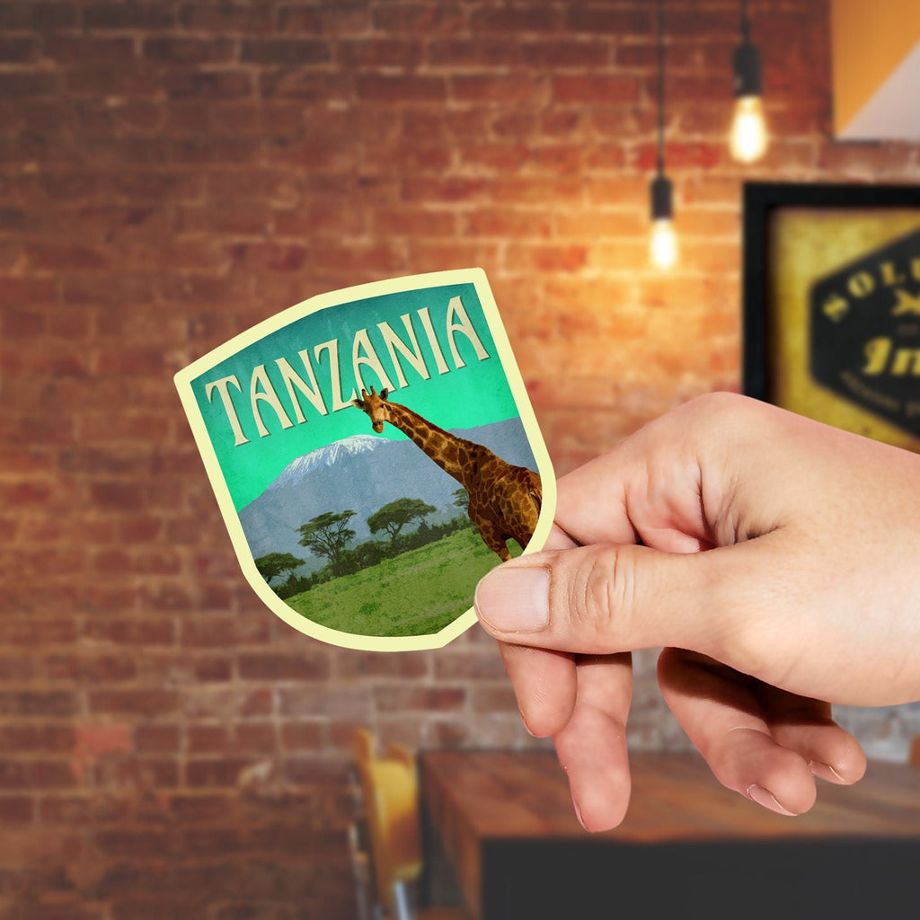 Tanzania travel sticker, vintage style decal for suitcase, luggage, car, laptop or water bottle