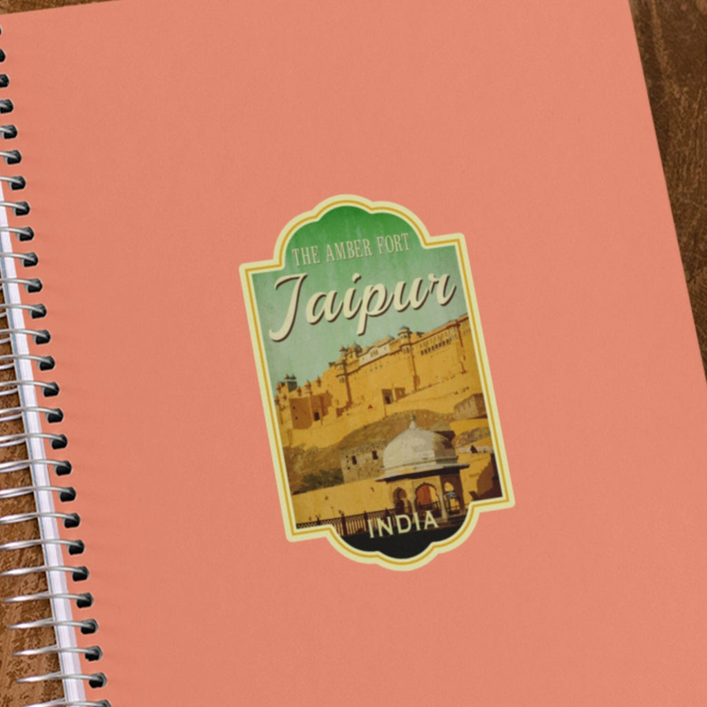 Jaipur India Travel Sticker: Vintage Suitcase Luggage Decal