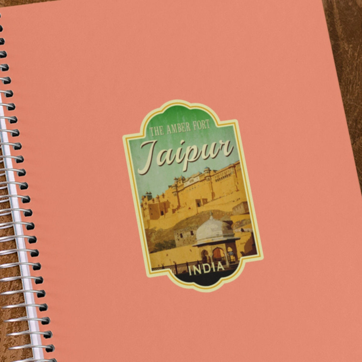 Jaipur India Travel Sticker: Vintage Suitcase Luggage Decal