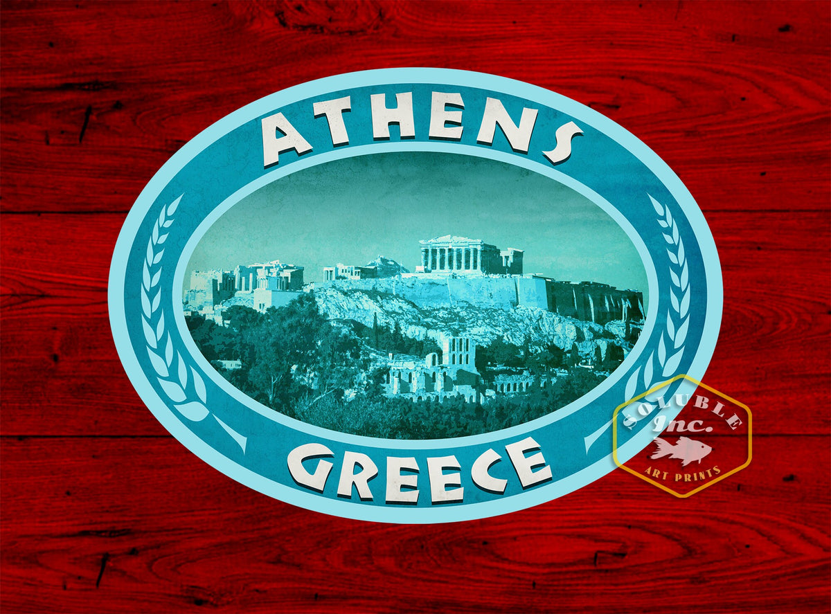 Athens Greece Travel Sticker: Vintage Acropolis Decal