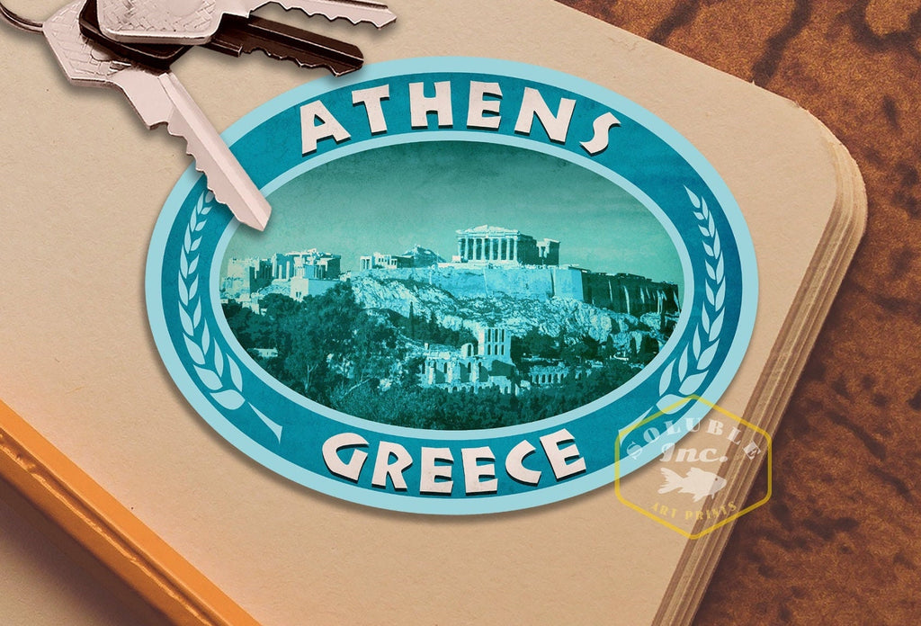 Athens Greece Travel Sticker: Vintage Acropolis Decal
