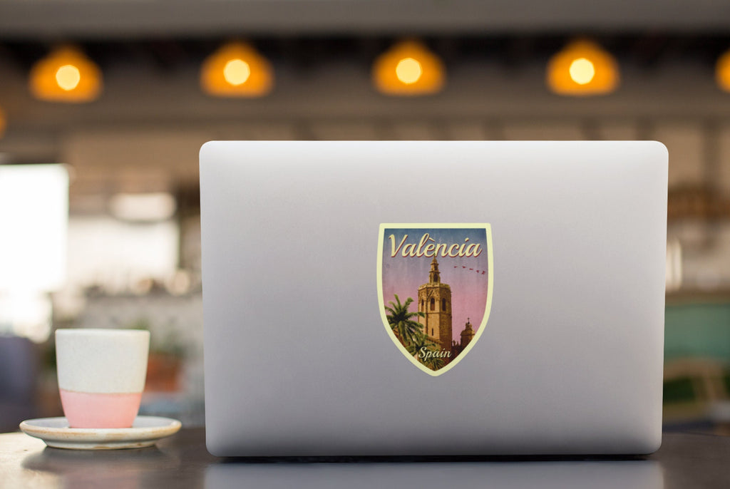 Valencia Spain Travel Sticker: Vintage Suitcase Decal