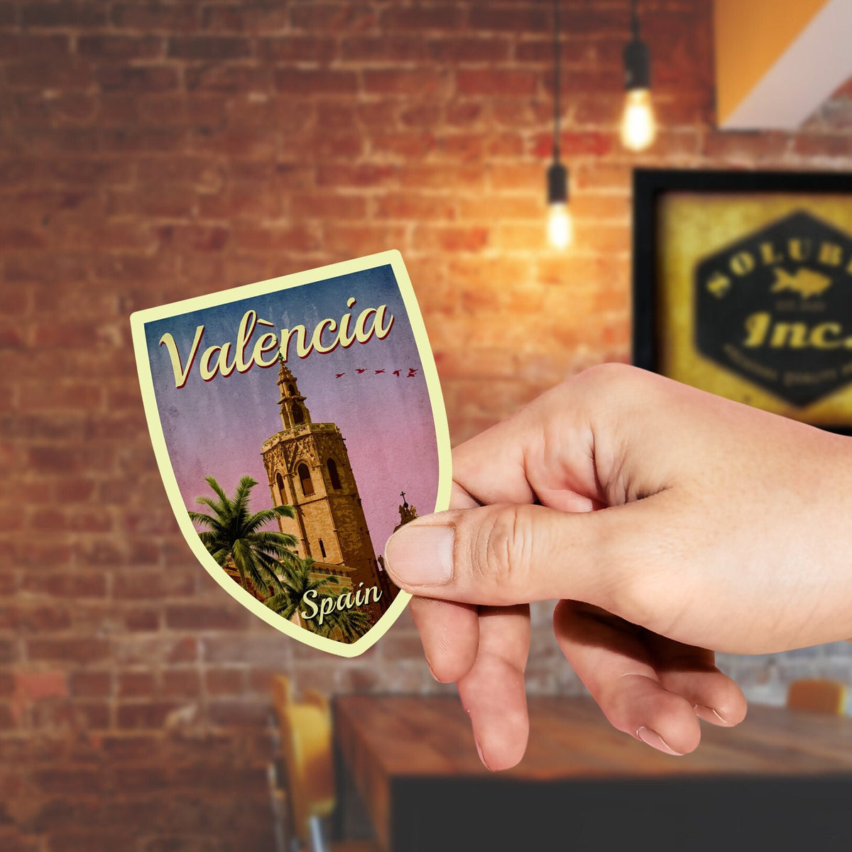 Valencia Spain Travel Sticker: Vintage Suitcase Decal